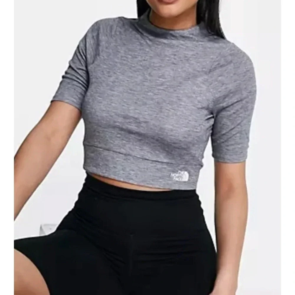 THE NORTH FACE Vyrtue Performance Crop Top Gray Boxy Short Sleeve Women's Large - Picture 7 of 7